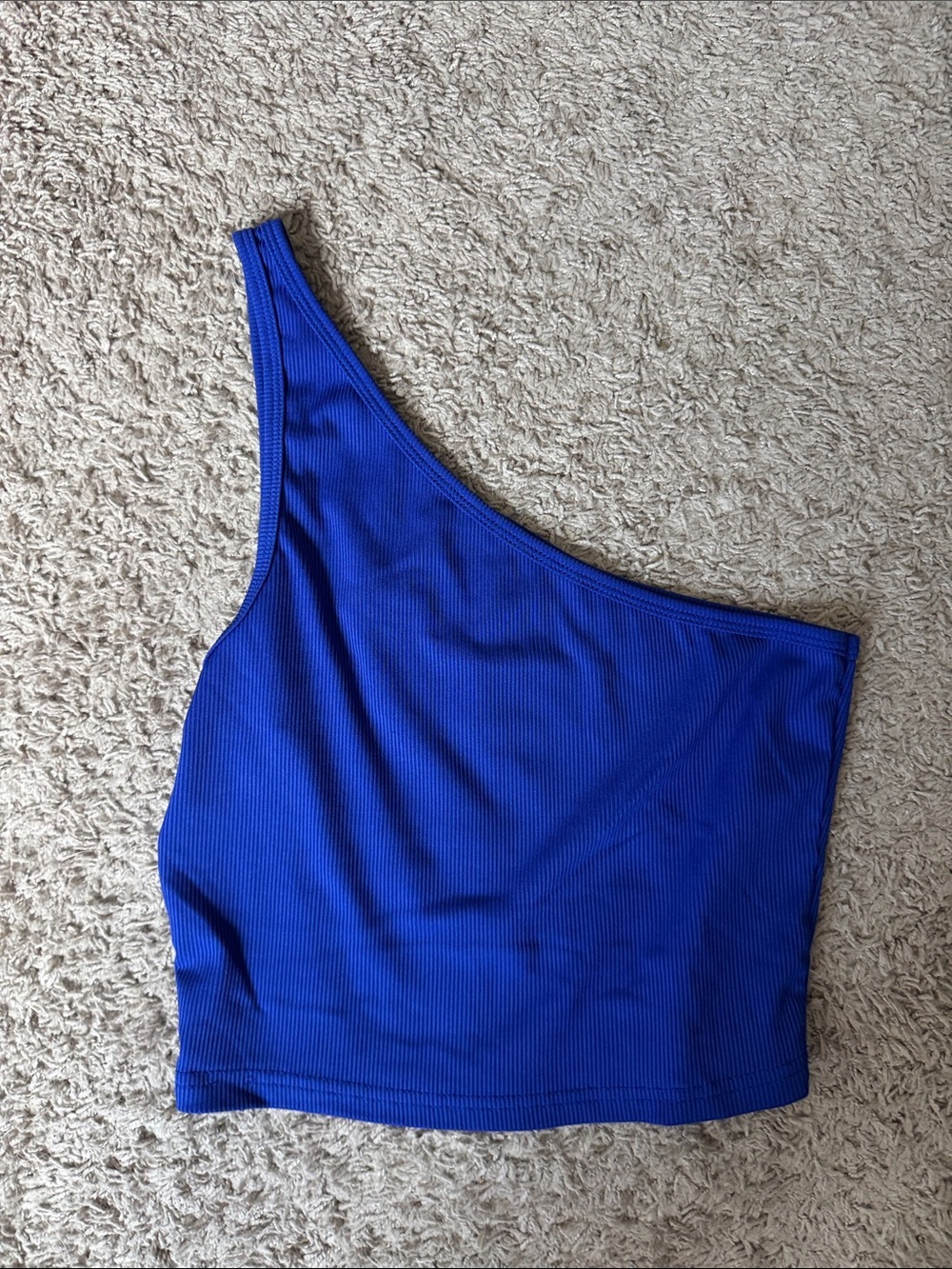 One-Shoulder Ribbed Crop Top - Royal Blue / D39